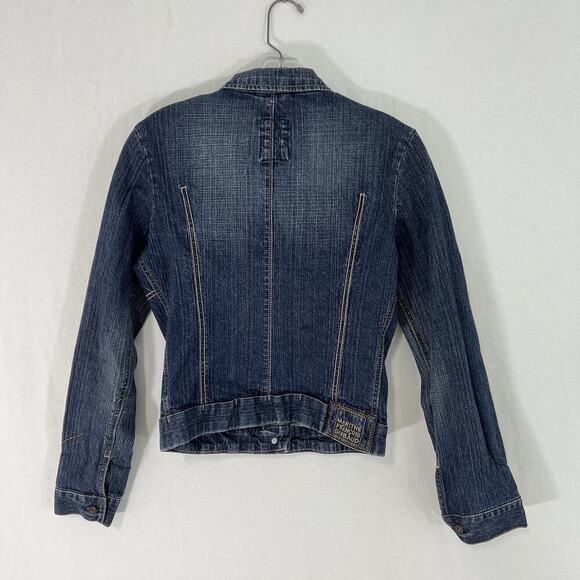 Marithe Francois Girbaud Y2K Jean Jacket Women Small Blue Denim Logo Trucker VTG - Picture 7 of 14